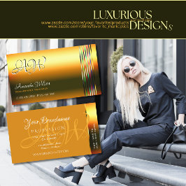 Shimmery Sinaasappel Kleurrijke Decor Stripes Mono Visitekaartje