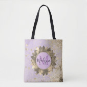 Shimmery Stars Gold Lotus Mandala Monogram Tote Bag (Voorkant)