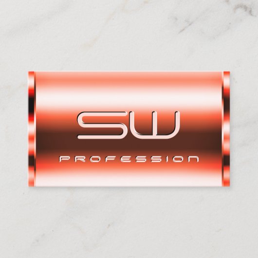 Shimmery Vermilion Rode 3D Initialen Openingstijde Visitekaartje (Voorkant)