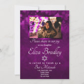 Shimmery Violet Bat Mitzvah Uitnodiging met ster (Voorkant)