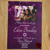 Shimmery Violet Bat Mitzvah Uitnodiging met ster