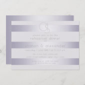 Shimmery Violet Silver Stripes met monogram Kaart (Voorkant / Achterkant)