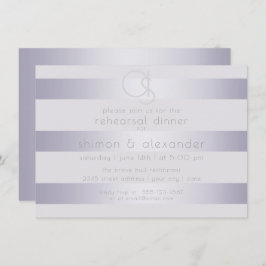 Shimmery Violet Silver Stripes met monogram Kaart