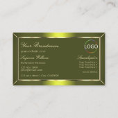 Shimmery Yellow Olive Green met Monogram en Logo Visitekaartje (Achterkant)