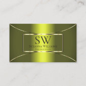 Shimmery Yellow Olive Green met Monogram en Logo Visitekaartje (Voorkant)