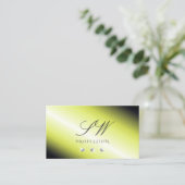 Shimmery Yellow Silver Sparking Diamonds Initialen Visitekaartje (Staand voorkant)
