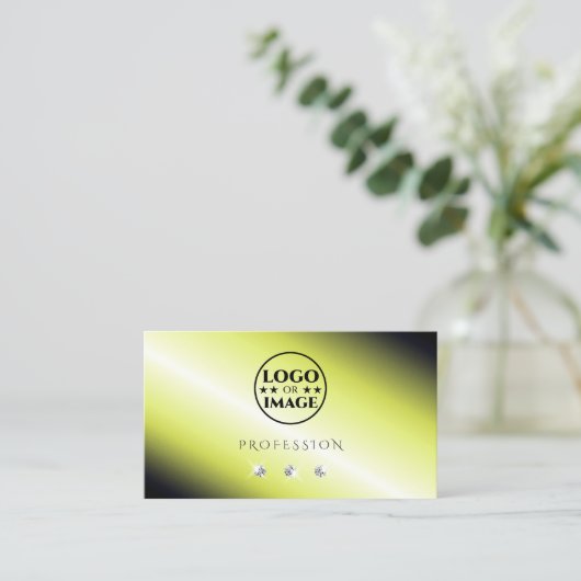Shimmery Yellow Silver Sparking Diamonds Voeg Logo Visitekaartje (Staand voorkant)