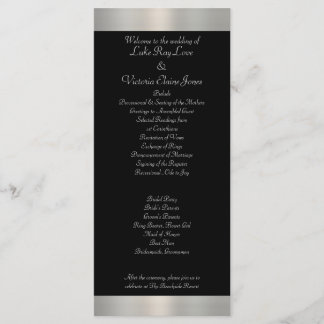 Shimmery Zilver & Zwart Gestreepte Boog Wedding Programmakaart