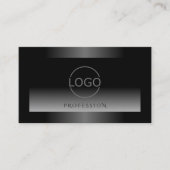 Shimmery Zwart Grijs Wit Gradiënt en Logo Modern Visitekaartje (Voorkant)