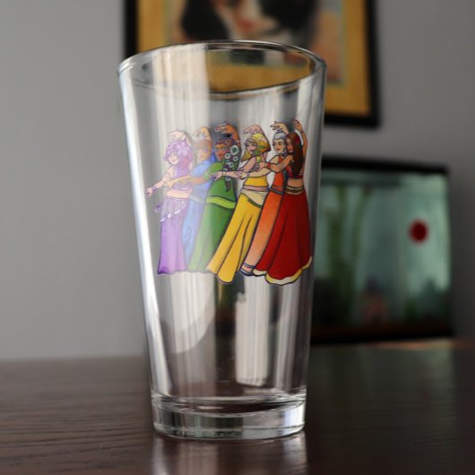 Shimmy tot je Rainbow Belly Dancer Art Belly laat  Glas