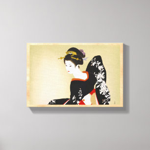Shimura Tatsumi Twee onderwerpen van Japanse vrouw Canvas Afdruk