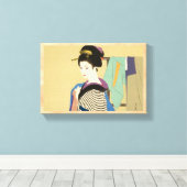 Shimura Tatsumi Twee onderwerpen van Japanse vrouw Canvas Afdruk (Insitu (Houten vloer))