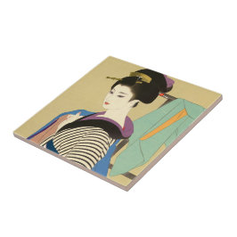 Shimura Tatsumi Twee onderwerpen van Japanse vrouw Tegeltje