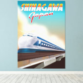 Shinagawa Japan reisposter. Canvas Afdruk (Insitu (Houten vloer))