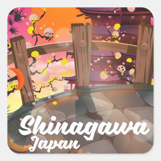 Shinagawa Japanse reisposter Vierkante Sticker (Voorkant)