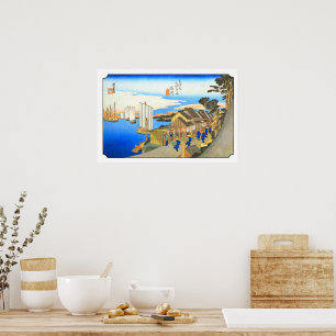 Shinagawa op de Tokaido Utagawa Hiroshige 1830s Poster