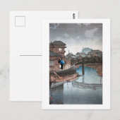 Shinagawa op Rainy Day, Hasui Kawase, Woodcut Briefkaart (Voorkant / Achterkant)