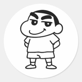 Shinchan Zwart-witte lijn kunst Ronde Sticker