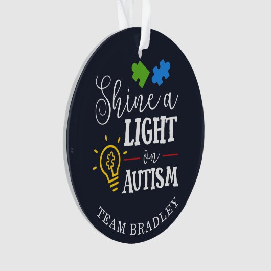 Shine A Light op Autisme Matching Team Custom Ornament (voorkant)