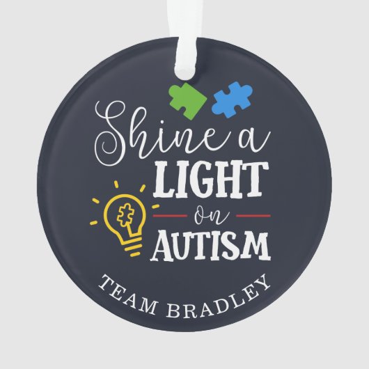 Shine A Light op Autisme Matching Team Custom Ornament (achterkant)