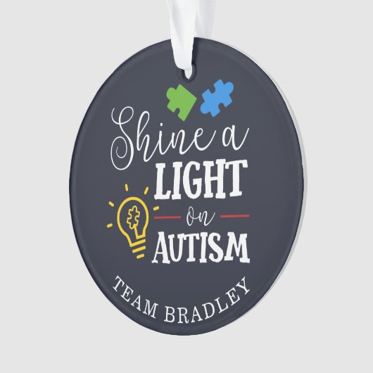 Shine A Light op Autisme Matching Team Custom Ornament (voorkant)