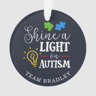 Shine A Light op Autisme Matching Team Custom Ornament