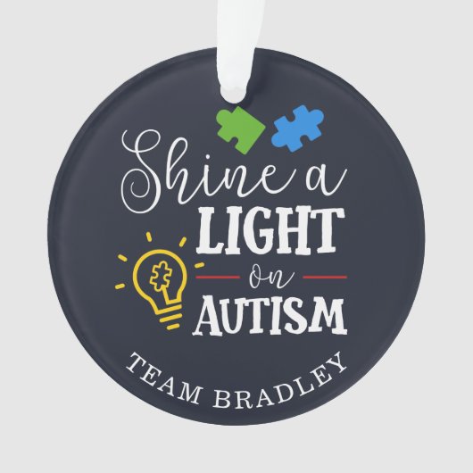 Shine A Light op Autisme Matching Team Custom Ornament (voorkant)