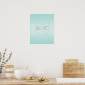 Shine Aqua met Silver Glitter Poster (Keuken)