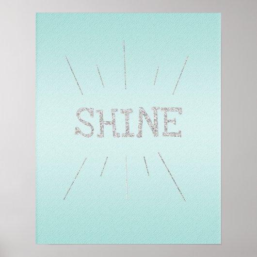 Shine Aqua met Silver Glitter Poster (Voorkant)