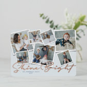 Shine Bright 7 Instant Photo Collage Hanukkah Folie Feestdagenkaart (Staand Voorkant)