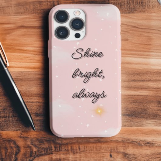 "Shine Bright Always" Pastelroze esthetische telef Case-Mate iPhone Case