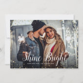 Shine Bright | Glitz faux glitter foto overlay Feestdagenkaart (Voorkant)