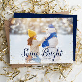Shine Bright | Glitz faux glitter foto overlay Feestdagenkaart