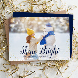 Shine Bright   Glitz faux glitter foto overlay Feestdagenkaart