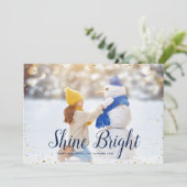 Shine Bright | Glitz faux glitter foto overlay Feestdagenkaart (Staand voorkant)