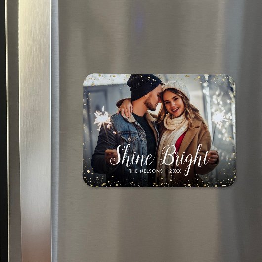 Shine Bright | Glitz faux glitter foto overlay Magneet