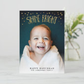 Shine Bright Hanukkah-fotokaart Feestdagenkaart (Staand voorkant)