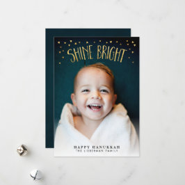Shine Bright Hanukkah-fotokaart Feestdagenkaart
