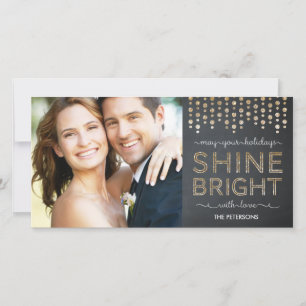 Shine Bright Holiday Fotokaart - Goud Feestdagenkaart