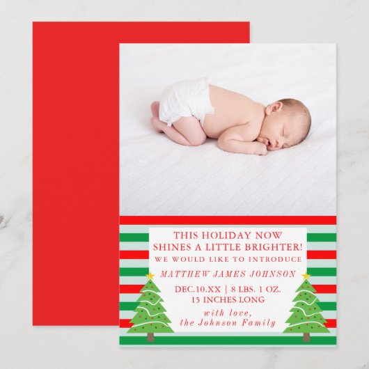 Shine Bright Kerstmis Pasgeboren Aankondiging (Voorkant / Achterkant)