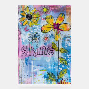 *~* Shine Bright – Kleurrijke grillige bloemkunst Acryl Bord