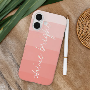 Shine Bright   Koraalperzik Waterverf Ombre Stripe iPhone 16 Hoesje