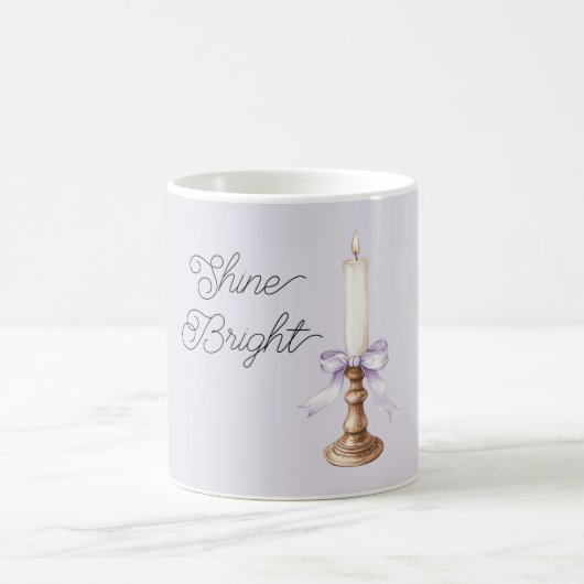 Shine Bright Lavender Bow White Gold Candle Koffiemok (Center)