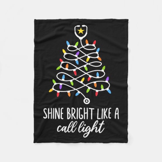 Shine Bright Like A Call Light Funny Nurse Christm Fleece Deken (Voorkant)