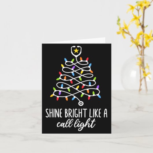 Shine Bright Like A Call Light Funny Nurse Christm Kaart (Gele Bloem)