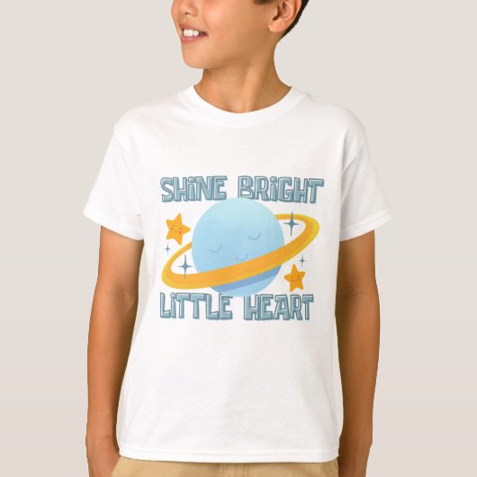 Shine Bright Little Heart – Cute White & Blue Kids T-shirt (Voorkant)