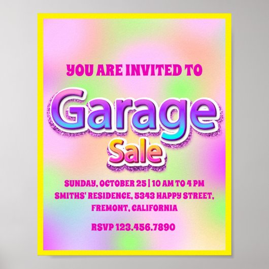 Shine Bright met de Pink Garage & Yard Sale Poster (Voorkant)