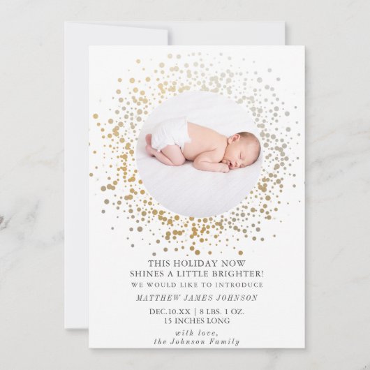 Shine Bright Modern Gold Holiday Kerstpasgeboren Feestdagenkaart (Voorkant)