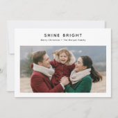 Shine Bright Moderne Minimalistische Kerstfoto Feestdagenkaart (Voorkant)