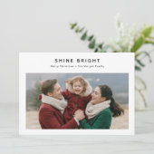 Shine Bright Moderne Minimalistische Kerstfoto Feestdagenkaart (Staand voorkant)
